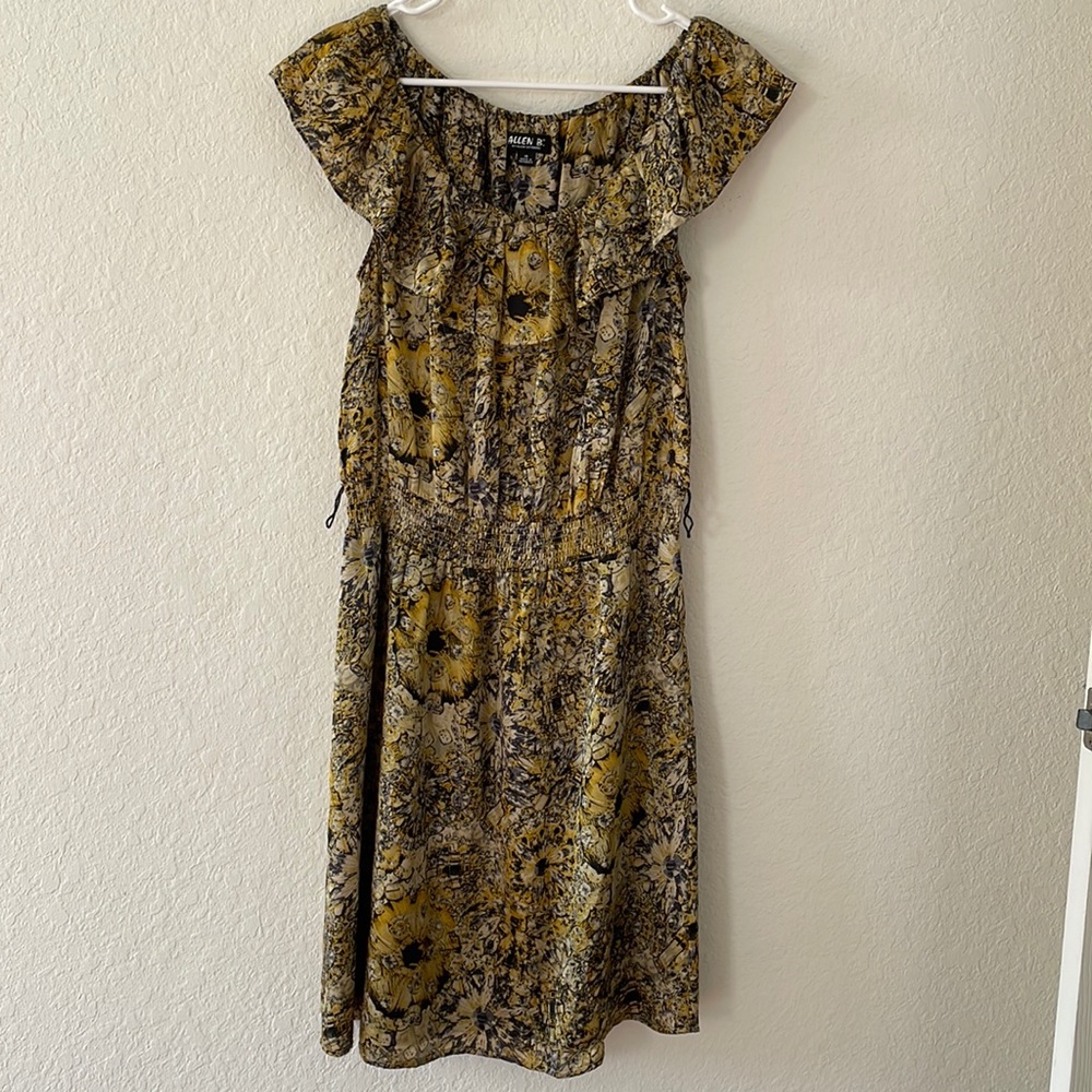 ALLEN B. Schwartz dress size 10 100% polyester lined pattern elastic waistband